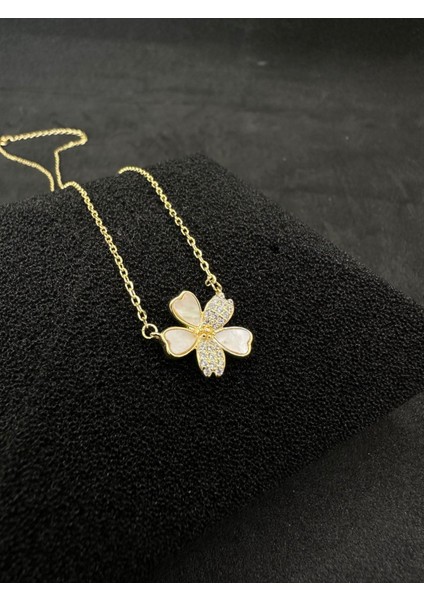 Ithal Taşlı Sedefli Çiçek Gümüş Kadın Kolye fiyatları