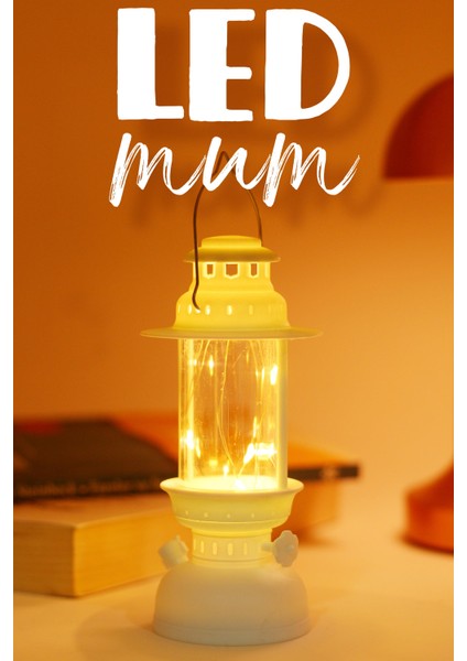 LED Mum Kamp Lambası Tipi Pil Dahil Dumansız Alev Ledli Yapay Dekoratif Mum Dekor Işığı Beyaz PT437