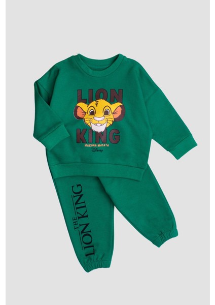 Pamuklu Aslan Baskılı Tatlı Unisex Bebek&Çocuk 2'Li Alt Üst Eşofman Takım