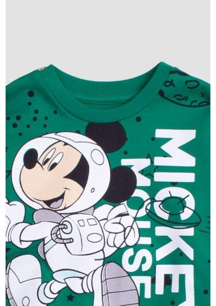 Pamuklu Astronot Mickey Mause Baskılı Tatlı Unisex Bebek&Çocuk 2'Li Alt Üst Eşofman Takım