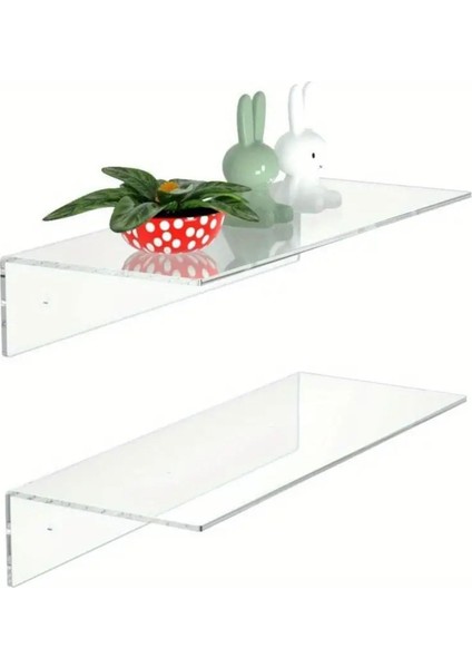 61 cm Şeffaf Akrilik Hayalet Raf - 2'li Set