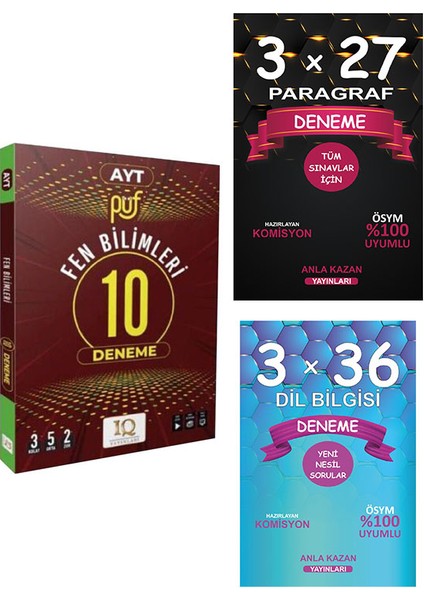 AYT Fen Bilimleri Püf 10 Deneme- Anla Kazan Paragraf - Dil Bilgisi Denemeleri