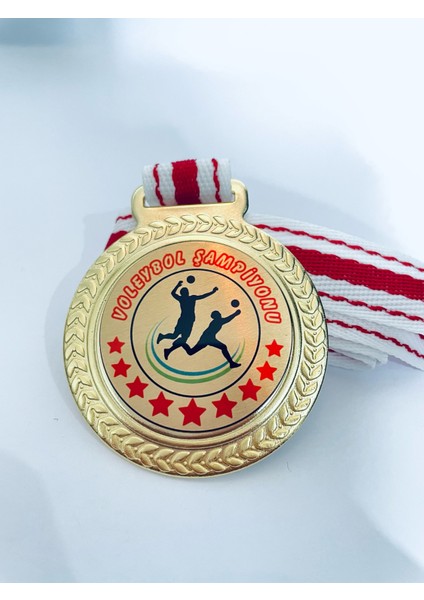 5 Adet Voleybol Şampiyonu Madalyası - Dijital Baskılı Madalya