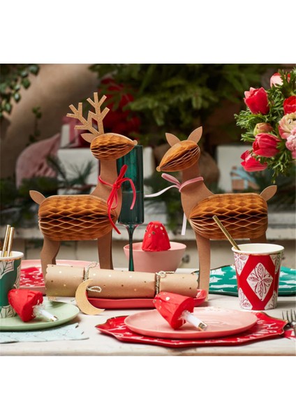 - Honeycomb Reindeer Family - Rengeyiği Ailesi Dekorlar (3'lü) modelleri