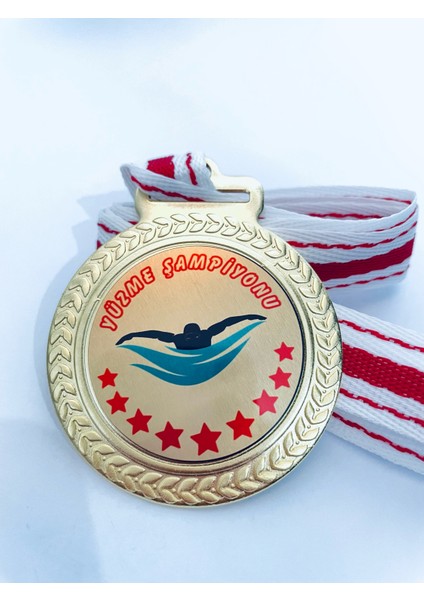 1 Adet Yüzme Şampiyonu Madalyası - Dijital Baskılı Madalya