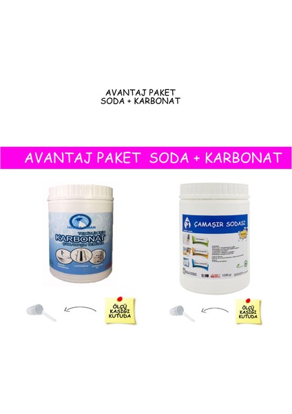 Lucida Clean Organik Çamaşır Sodası 1 Kg. +Temizlik Karbonatı 1 Kg. Avantaj Paketi