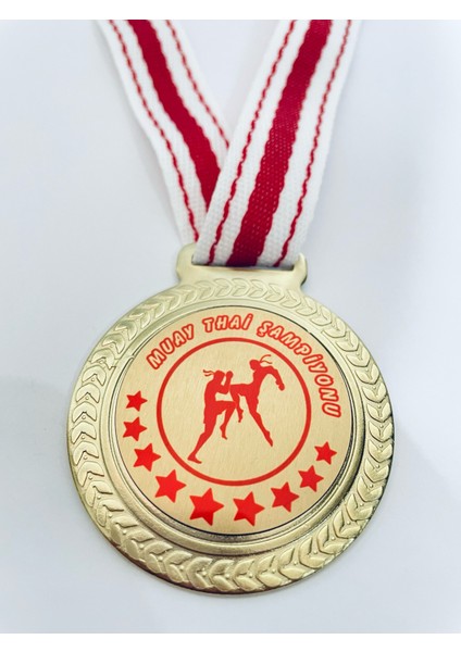 5 Adet Muay Thai Şampiyonu Madalyası - Dijital Baskılı Madalya