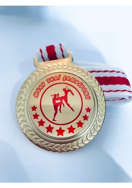 5 Adet Muay Thai Şampiyonu Madalyası - Dijital Baskılı Madalya