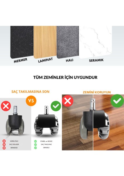 50mm Silikon Oyuncu Koltuğu Tekeri | Ofis Koltuk Tekeri | Ultra Sessiz Sandalye Tekeri fiyatları