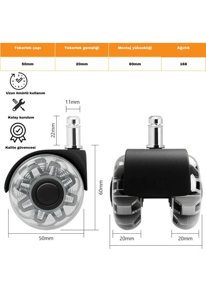 50mm Silikon Oyuncu Koltuğu Tekeri | Ofis Koltuk Tekeri | Ultra Sessiz Sandalye Tekeri fırsatları