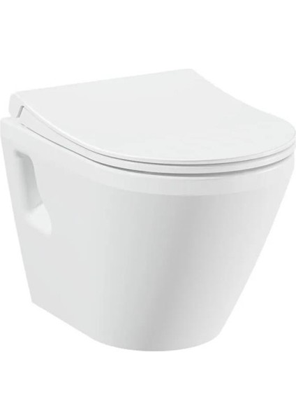 Integra Rim-Ex Kanalsız Asma Klozet + VitrA Slim Duroplast Klozet Kapağı + Gömme Rezervuar 7062L003-0850