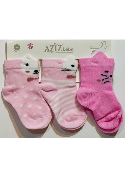 3'lü Çorap Kız Çocuk Pembe