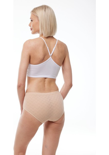 Kadın Ten 6 Lı Paket %100 Pamuk Yüksek Bel Jakarlı Slip Külot 351 modelleri