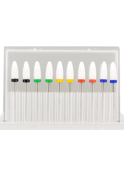 Tungsten Çelik Uçlar (5 Renk) Manikür Makinesi Aksesuarı Kesicisi No:12 5 Renk 10 Adet Beyaz
