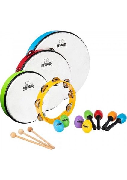 Nınoset9 Kids Mixed Rhythm Set (Maracas, 4 Egg-Shaker, 2 Hand Drums, Tambourine, Headed Tambourine)