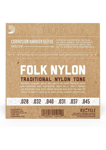 Daddario EJ32C Folk Set Klasik Gitar Teli