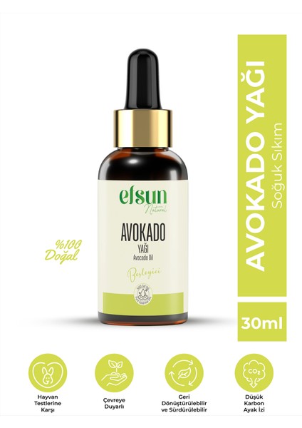 Avokado Yağı %100 Saf ve Doğal Soğuk Sıkım 30 ml