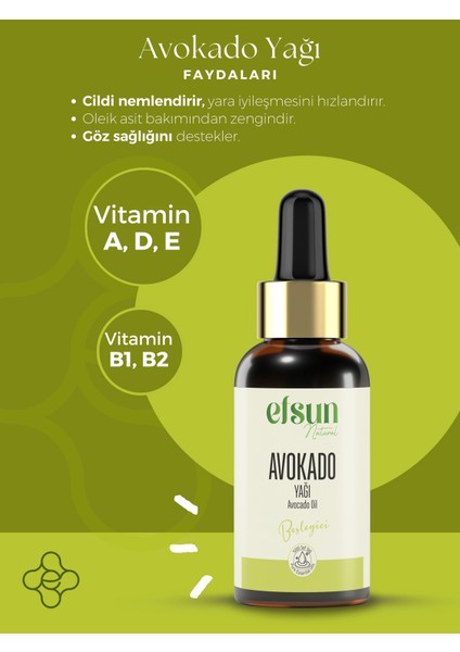 Avokado Yağı %100 Saf ve Doğal Soğuk Sıkım 30 ml