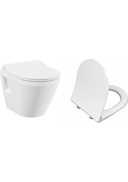 Integra Rim-Ex Kanalsız Asma Klozet + VitrA Slim Duroplast Klozet Kapağı 7062L003-0850