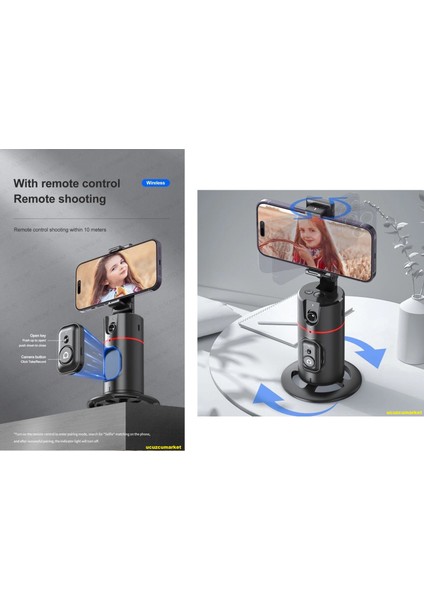 Yüz Takip Eden Uzaktan Kumandalı Otomatik Tripod (360 Derece Dönme - Vücut Hareket Takip Kontrolü - Gimbal Sabitleyici) fırsatları