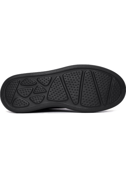 Erkek Siyah Bağcıklı Kalın Tabanlı Deri Sneaker 24WFD611318