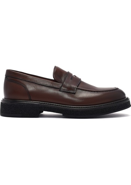Erkek Kahverengi Deri Casual Loafer 24WFD724318