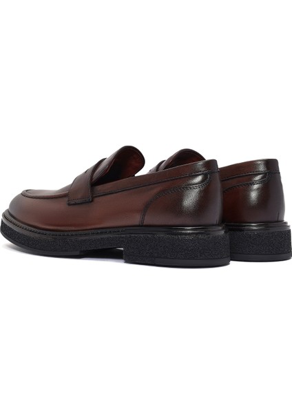 Erkek Kahverengi Deri Casual Loafer 24WFD724318