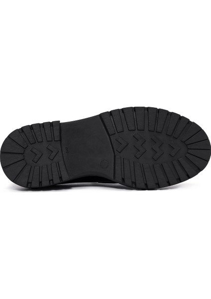 Kadın Siyah Kalın Tabanlı Deri Maskülen Loafer 24WFD142822 fırsatları