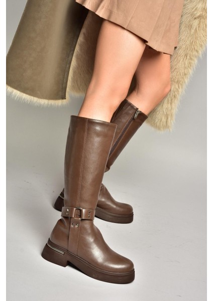 T996663009 Kahverengi Alçak Topuklu Kadın Çizme fırsatları