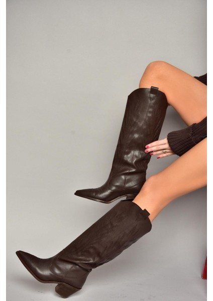 T267765209 Kahverengi Kovboy Model Kadın Çizme modelleri