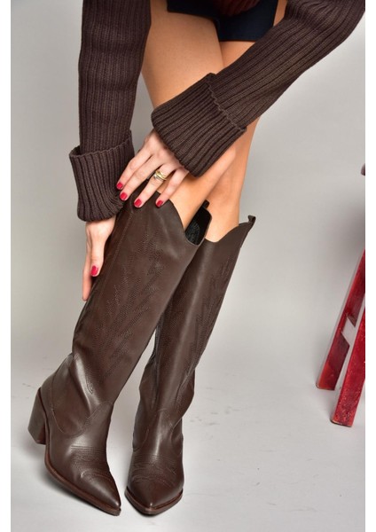 T267765209 Kahverengi Kovboy Model Kadın Çizme indirimleri