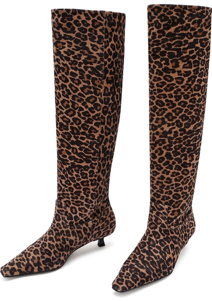 Kadın Kahverengi Ince Kısa Topuklu Süet Deri Çizme 24WFD142410 modelleri