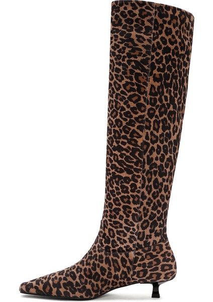 Kadın Kahverengi Ince Kısa Topuklu Süet Deri Çizme 24WFD142410 fırsatları