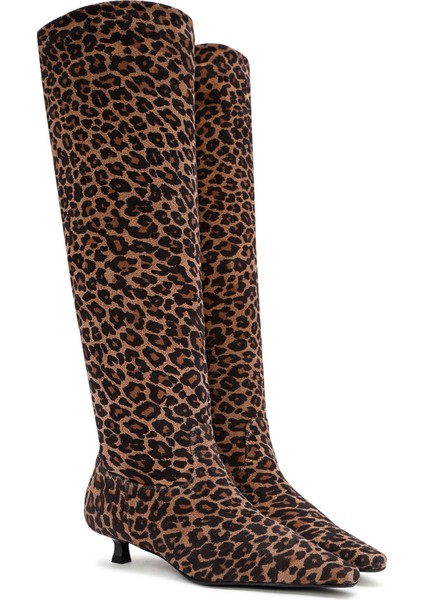 Kadın Kahverengi Ince Kısa Topuklu Süet Deri Çizme 24WFD142410 indirimleri