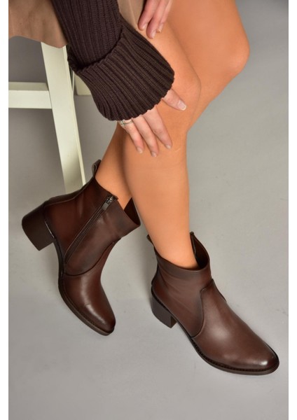T654043803 Kahverengi Hakiki Deri Kadın Bot