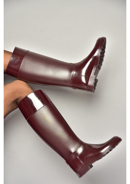 T858712109 Bordo Yağmur Çizmesi modelleri