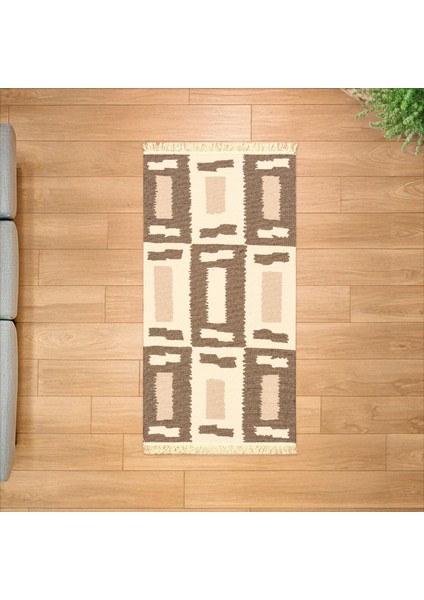 Soft Lindos Çift Taraflı Kilim - Ekru - 80X150 cm