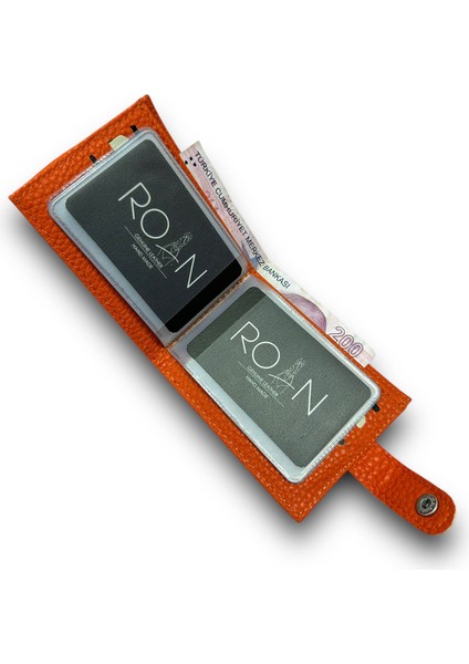 Sevdiğine Turuncu Cüzdan! Vegan Deri Uniseks Şeffaf Kartlık - Şık Tasarım, Hediye Paketiyle fiyatları