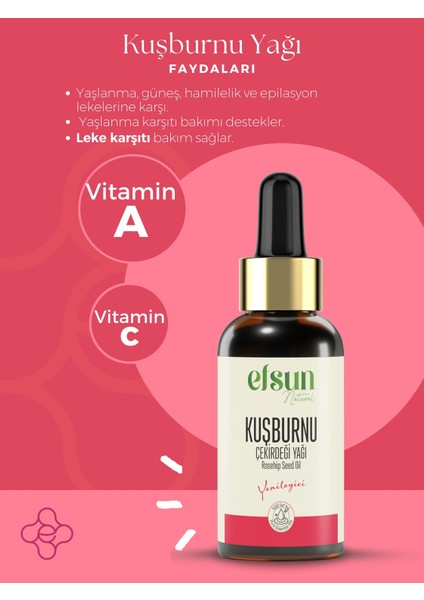 Kuşburnu Çekirdeği Yağı %100 Saf ve Doğal Soğuk Sıkım 30 ml