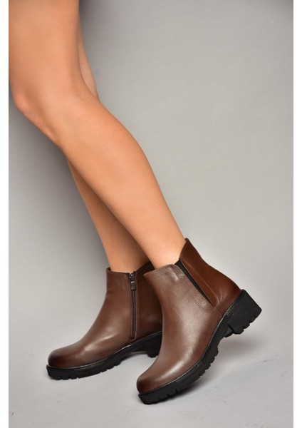 J654011903 Kahverengi Hakiki Deri Kadın Bot fiyatları