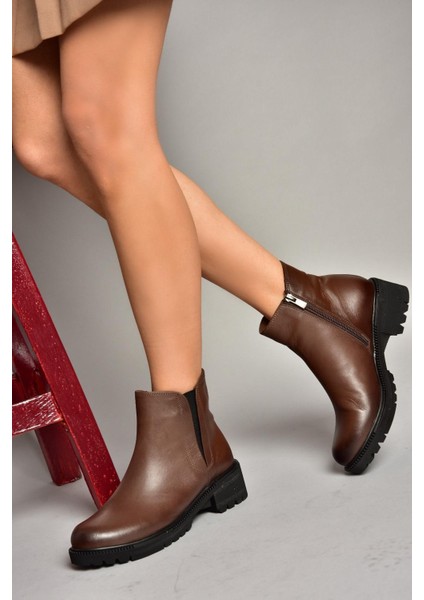 J654011903 Kahverengi Hakiki Deri Kadın Bot modelleri