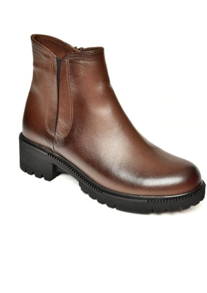 J654011903 Kahverengi Hakiki Deri Kadın Bot indirimleri