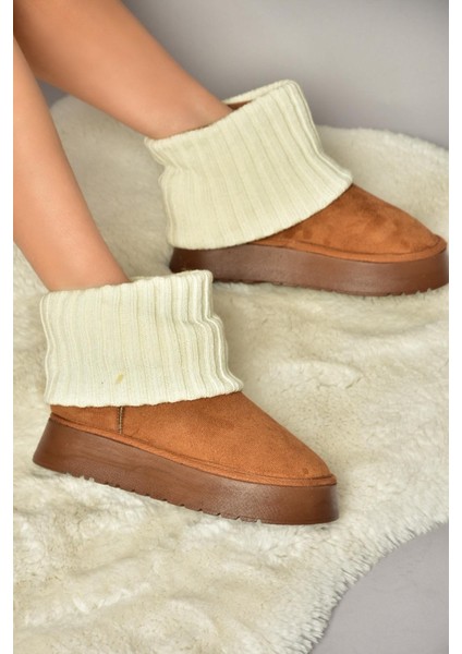 T918548102 Taba/bej Süet Triko Detaylı Kadın Bot fırsatları