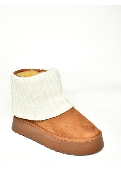 T918548102 Taba/bej Süet Triko Detaylı Kadın Bot indirimleri