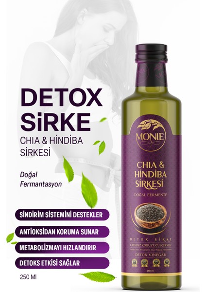 Monie Chia Tohumlu Hindiba Sirkesi Detox Sirke 250 ml
