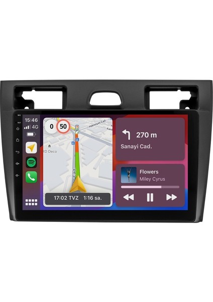 FİESTA-2006-2011 Siyah-9''hd Ekran-android-2gb Ram 32GB-KABLOSUZ Carplay-Wifi-Bt-Fm-Mp3-Mp4 Multimedya-Hd Kamera-Teknikdestekli