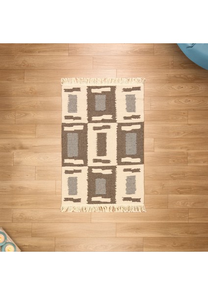 Soft Lindos Çift Taraflı Kilim - Ekru - 60X90 cm