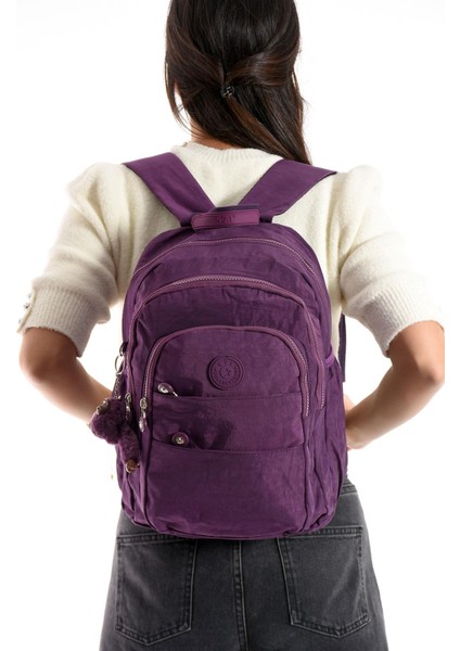 Ultra Hafif Çok Cepli Orta Boy Sırt Çantası Unisex Mor (Model: 571-4C)