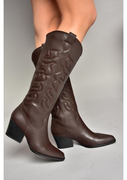 T296815009 Kahverengi Kovboy Model Kadın Çizme fiyatları