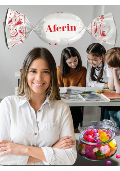 Öğretmenler, Kırtasiyeler Için ''aferin'' Baskılı Meyveli Bonbon Şeker fiyatları